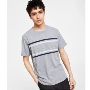 Sun + Stone Mens Gray Striped Cotton T-Shirt NWT